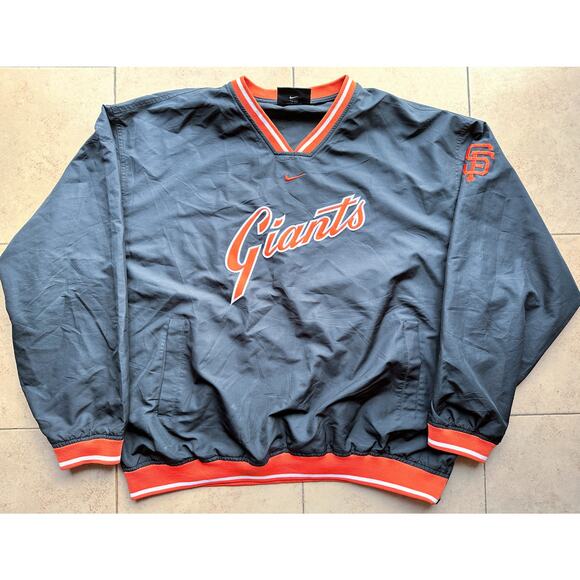 San Francisco Giants 2000s NIKE Pullover Cooperstown jacket 2XL black MLB vtg - Picture 2 of 9